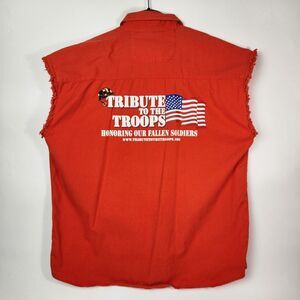 Tribute To Troops Vest Mens 2XL Motorcycle Punk Army Grunge Bikercore Distressed